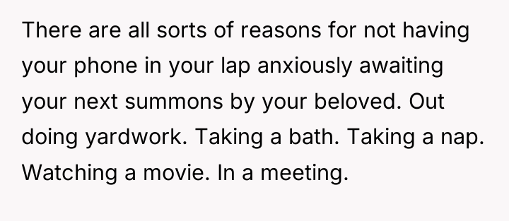 There are all sorts of reasons for not having your...