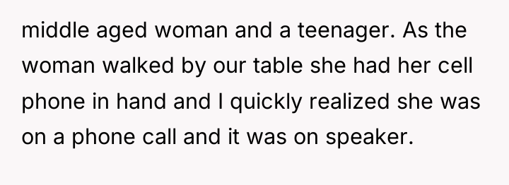 middle aged woman and a teenager. As the woman walked...