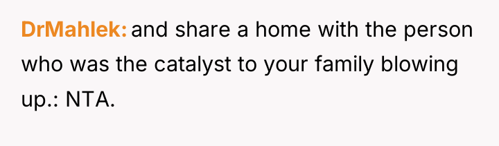 DrMahlek and share a home with the person who was...