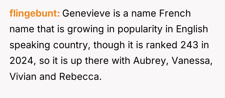 flingebunt Genevieve is a name French name that is growing...