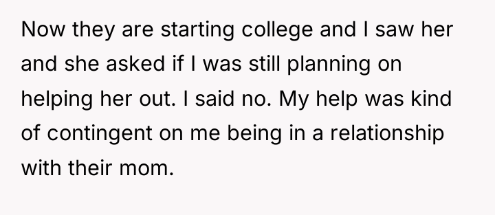 Now they are starting college and I saw her and...