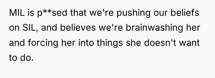 MIL is p**sed that we're pushing our beliefs on SIL,...