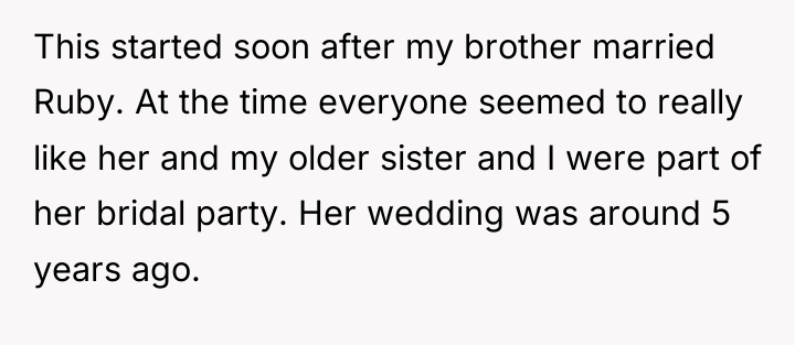 This started soon after my brother married Ruby. At the...