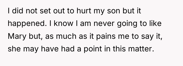 I did not set out to hurt my son but...
