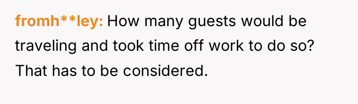 fromh**ley How many guests would be traveling and took time...