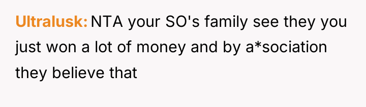 Ultralusk NTA your SO's family see they you just won...
