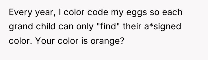 Every year, I color code my eggs so each grand...