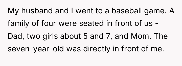 My husband and I went to a baseball game. A...