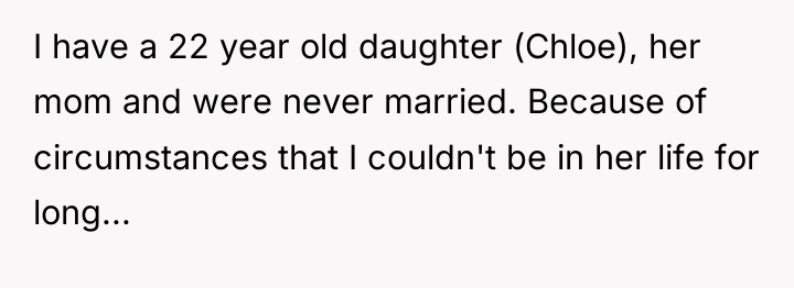 I have a 22 year old daughter (Chloe), her mom...