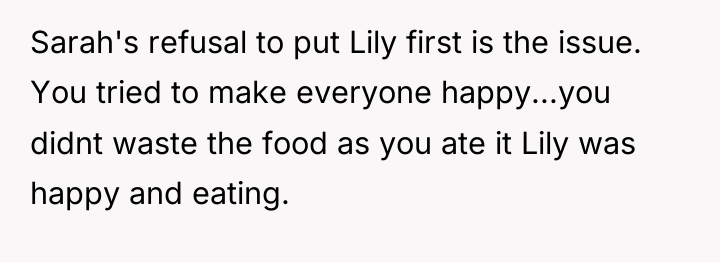 Sarah's refusal to put Lily first is the issue. You...
