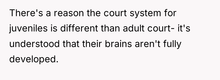 There's a reason the court system for juveniles is different...