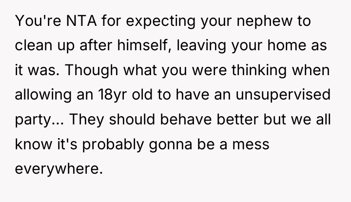 You're NTA for expecting your nephew to clean up after...