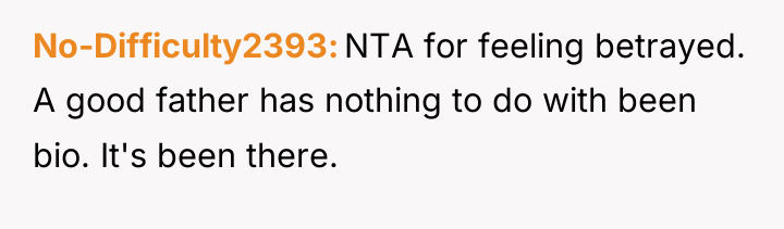 No-Difficulty2393 NTA for feeling betrayed. A good father has nothing...