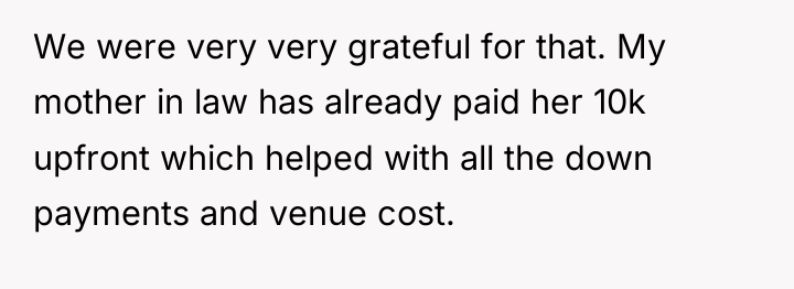 We were very very grateful for that. My mother in...