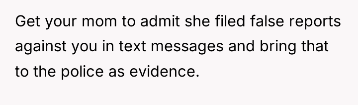 Get your mom to admit she filed false reports against...
