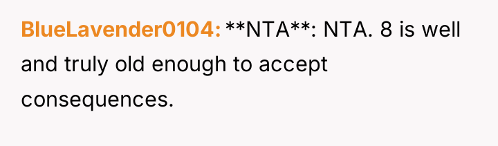 BlueLavender0104 **NTA**: NTA. 8 is well and truly old enough...