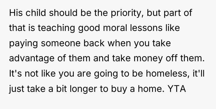 His child should be the priority, but part of that...