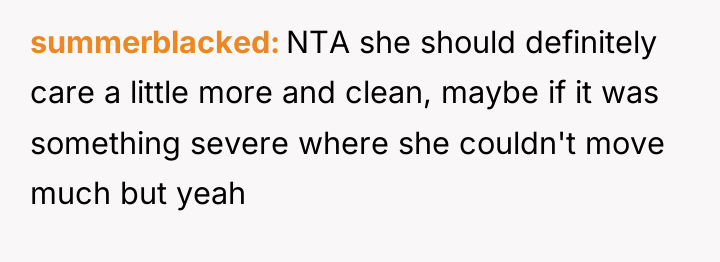 summerblacked NTA she should definitely care a little more and...