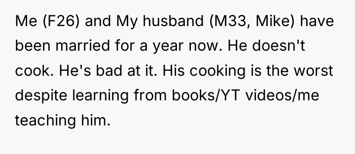 Me (F26) and My husband (M33, Mike) have been married...