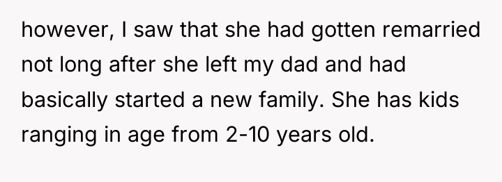however, I saw that she had gotten remarried not long...