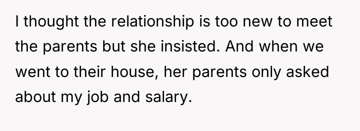 I thought the relationship is too new to meet the...