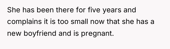 She has been there for five years and complains it...