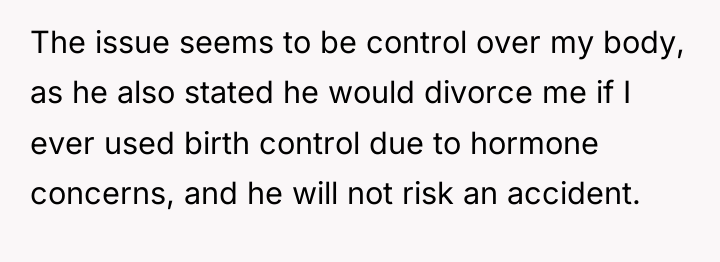 The issue seems to be control over my body, as...