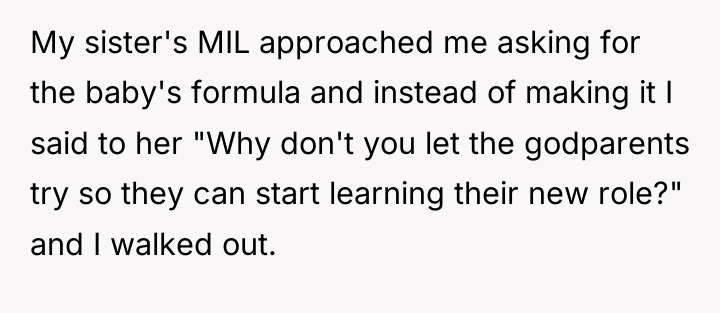 My sister's MIL approached me asking for the baby's formula...