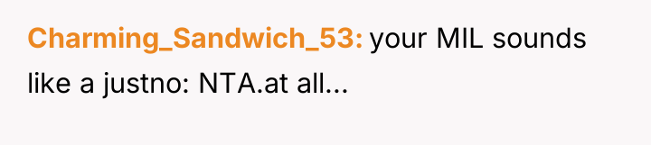 Charming_Sandwich_53 your MIL sounds like a justno: NTA.at all...
