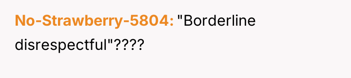 No-Strawberry-5804 "Borderline disrespectful"????