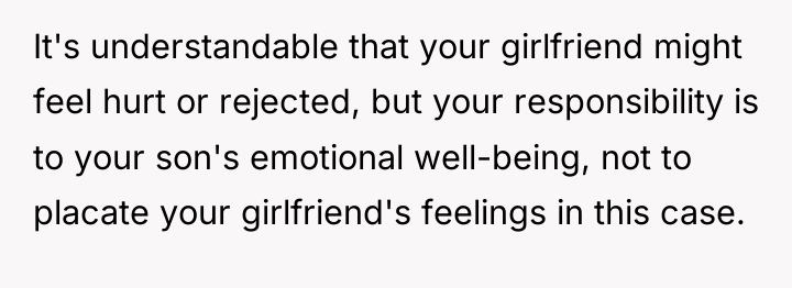 It's understandable that your girlfriend might feel hurt or rejected,...