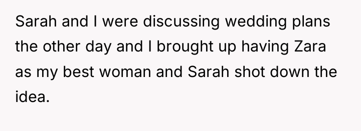 Sarah and I were discussing wedding plans the other day...