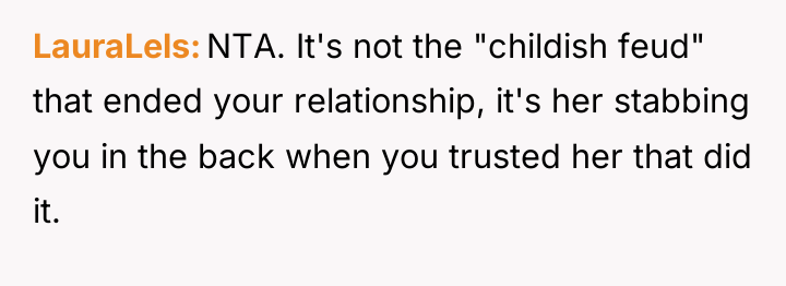LauraLels NTA. It's not the "childish feud" that ended your...
