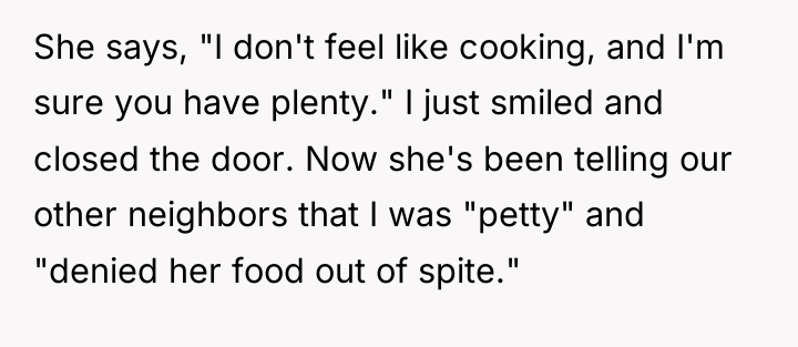 She says, "I don't feel like cooking, and I'm sure...