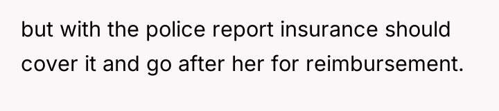 but with the police report insurance should cover it and...