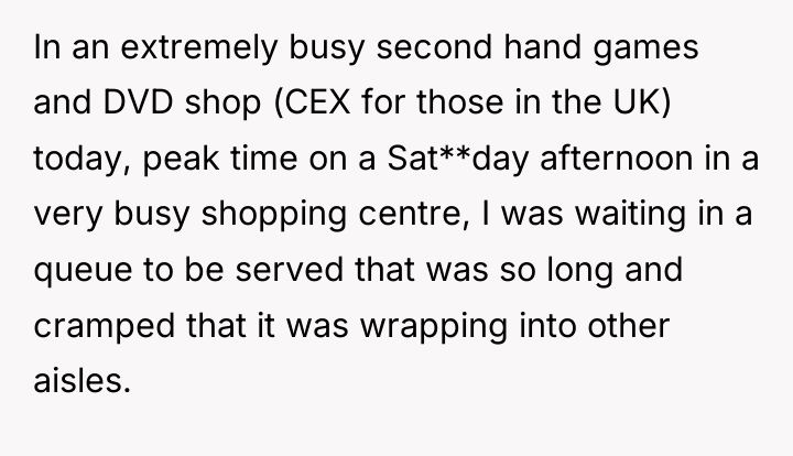 In an extremely busy second hand games and DVD shop...