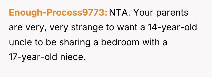 Enough-Process9773 NTA. Your parents are very, very strange to want...