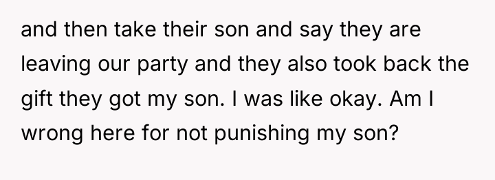 and then take their son and say they are leaving...