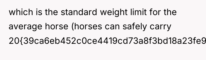 which is the standard weight limit for the average horse...