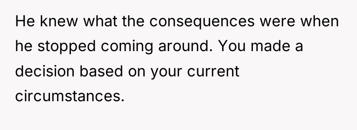 He knew what the consequences were when he stopped coming...
