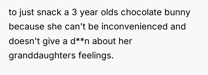 to just snack a 3 year olds chocolate bunny because...