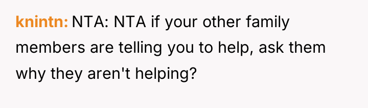 knintn NTA: NTA if your other family members are telling...