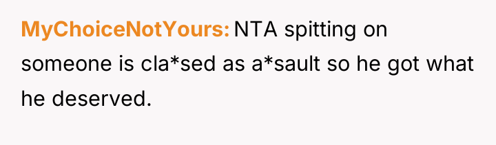 MyChoiceNotYours NTA spitting on someone is cla*sed as a*sault so...