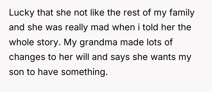 Lucky that she not like the rest of my family...