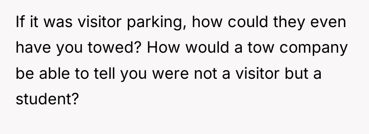 If it was visitor parking, how could they even have...