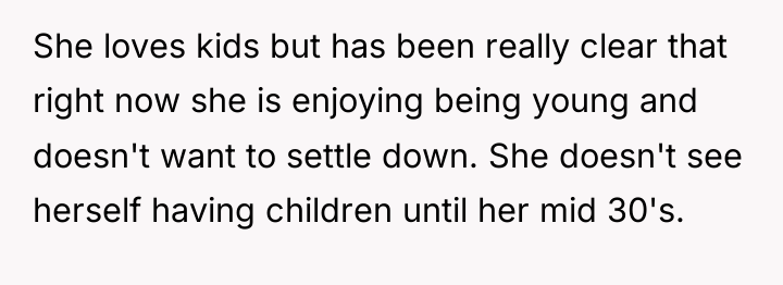 She loves kids but has been really clear that right...