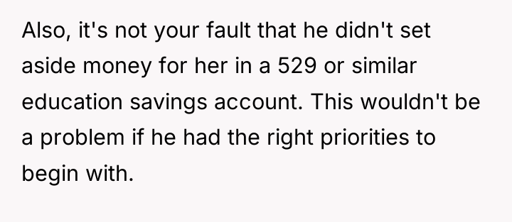 Also, it's not your fault that he didn't set aside...