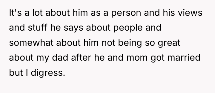 It's a lot about him as a person and his...