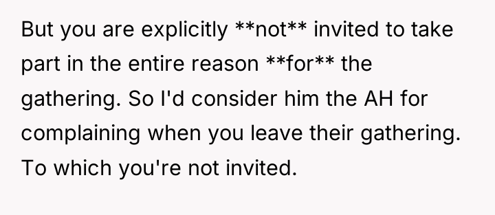 But you are explicitly **not** invited to take part in...