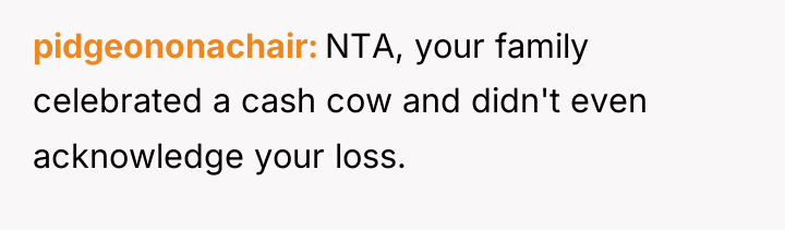 pidgeononachair NTA, your family celebrated a cash cow and didn't...